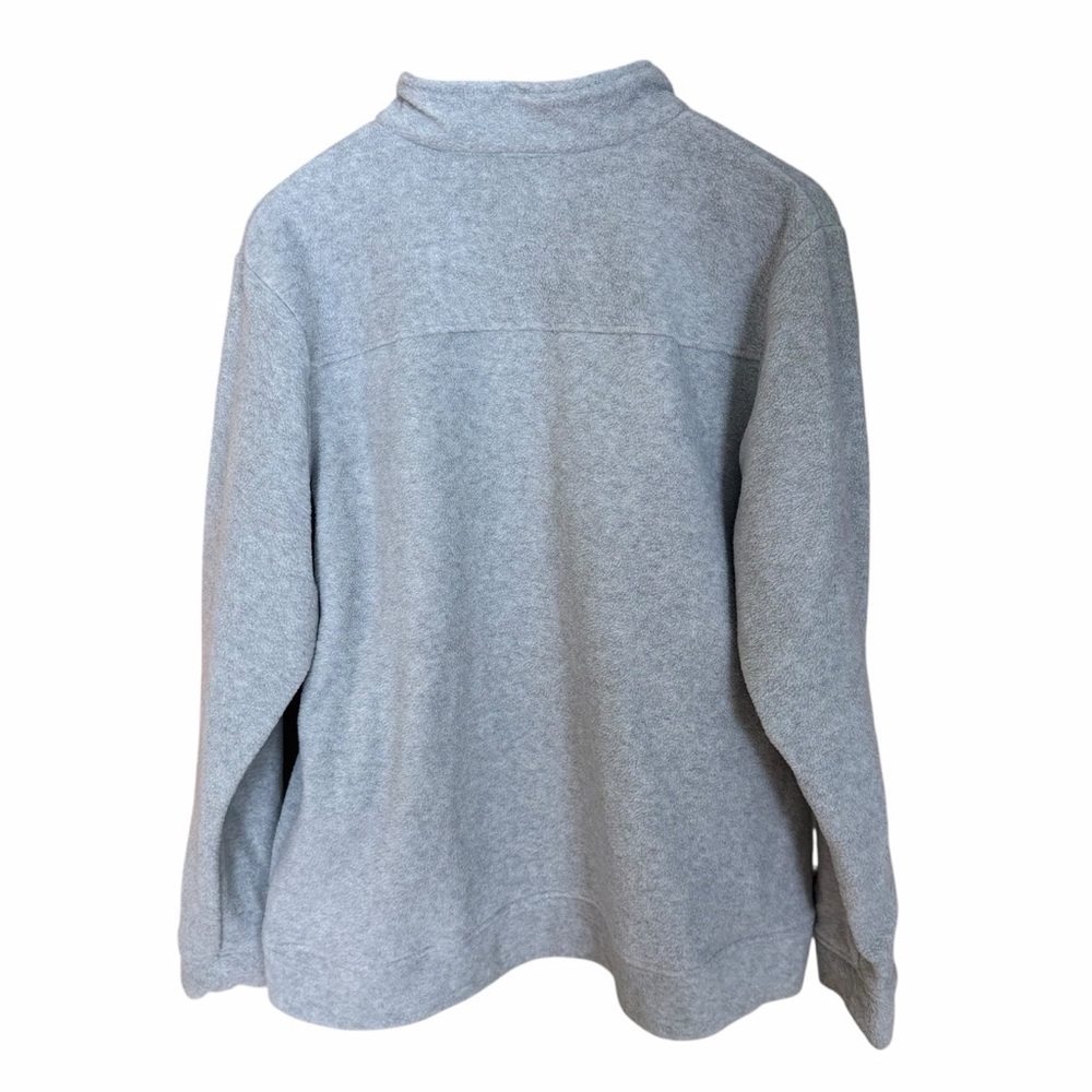 Quacker Factory Women’s L Gray Fleece Zip Jacket Ruffle Rhinestone Mock Neck - Picture 12 of 16